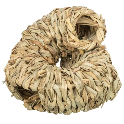 TRIXIE Tunnel Gras Rond 100% natuurlijke speel- & knaagtunnel - Naturel - 6x6x15 cm