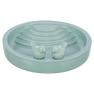 TRIXIE Vogeldrinkschaal Vrijstaand Bamboevezel - Opstapniveaus voor drinken en badderen - Salie - 38x38 cm