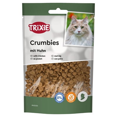 TRIXIE Kattensnack Crumbies Met Kip 63% kip & 15% kippenlever - Zonder toegevoegde suikers, met taurine - 50 g