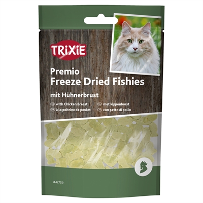 TRIXIE Kattensnack Freeze Dried Fishies kippenborst 78% gevriesdroogd, taurine & cranberry - 20 g