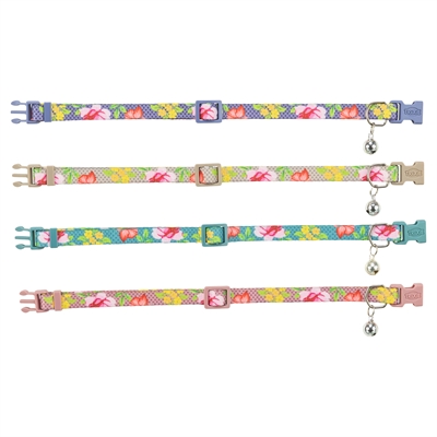 TRIXIE Kattenhalsband Bloemenmotief Verstelbaar met belletje - Assorti - 20-34x1 cm
