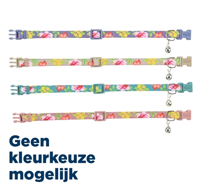TRIXIE Kattenhalsband Bloemenmotief Verstelbaar met belletje - Assorti - 20-34x1 cm