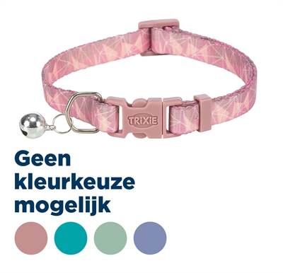 TRIXIE Kattenhalsband Geometrisch Motief - Verstelbaar met belletje - Assorti - 20-34x1 cm