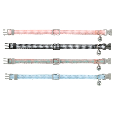 TRIXIE Kattenhalsband Hanenpoot Verstelbaar met Belletje - Assorti - 20-30x1 cm