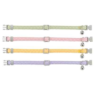 TRIXIE Kattenhalsband Geblokt Motief Verstelbaar met Belletje - Zachte pastelkleuren (Assorti) - 20-30x1 cm