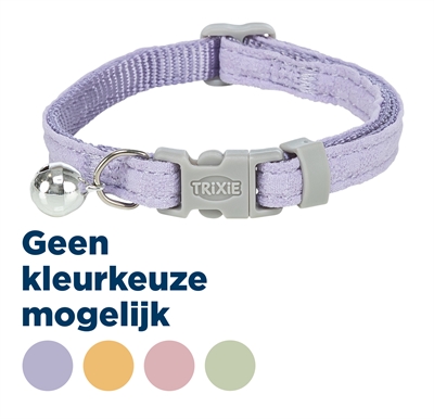 TRIXIE Kattenhalsband Geblokt Motief Verstelbaar met Belletje - Zachte pastelkleuren (Assorti) - 20-30x1 cm