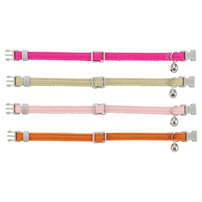 TRIXIE Kattenhalsband Katoenlook Assorti verstelbaar met belletje - Assorti - 20-30x1 cm