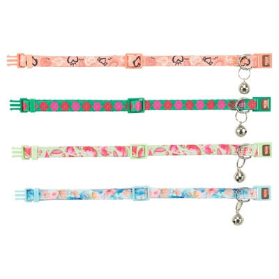 TRIXIE Kattenhalsband Flower Power Verstelbaar met belletje, kleurrijke bloemen - Assorti - 19-31x1 cm