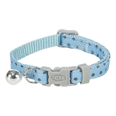 TRIXIE Kattenhalsband Stippenmotief Verstelbaar met belletje - Blauw - 20-30x1 cm