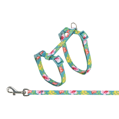 TRIXIE Kattentuigje Bloemenmotief Assorti Traploos verstelbaar, click-sluitingen, inclusief riem - Assorti - 27-45x1 cm