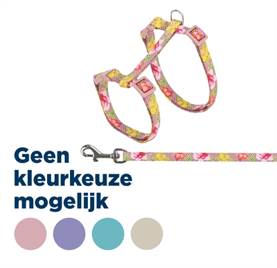 TRIXIE Kattentuigje Bloemenmotief Assorti Traploos verstelbaar, click-sluitingen, inclusief riem - Assorti - 27-45x1 cm