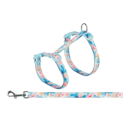 TRIXIE Kattentuigje met riem Flower Power motief - Traploos verstelbaar singelband, voor grote katten - Assorti - 35-59x1,3 cm