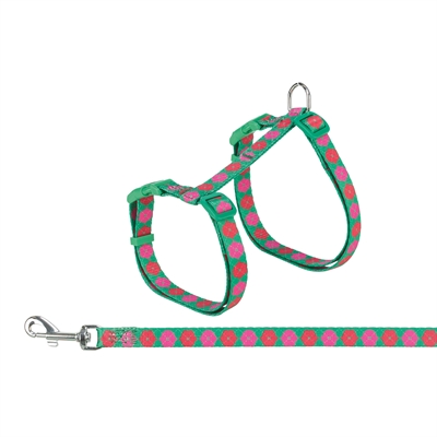 TRIXIE Kattentuigje met riem Flower Power motief - Traploos verstelbaar singelband, voor grote katten - Assorti - 35-59x1,3 cm