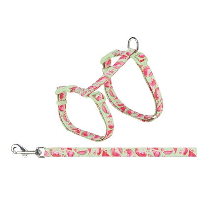 TRIXIE Kattentuigje met riem Flower Power motief - Traploos verstelbaar singelband, voor grote katten - Assorti - 35-59x1,3 cm