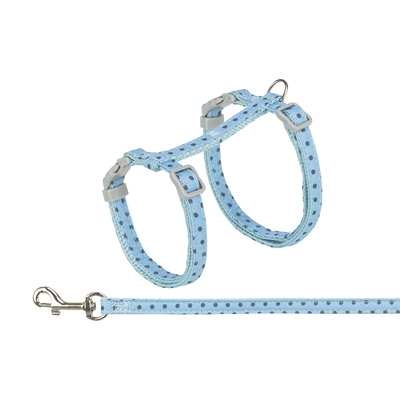 TRIXIE KATTENTUIGJE MET RIEM STIPPEN MOTIEF BLAUW