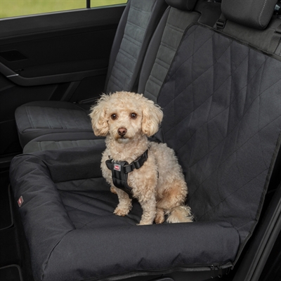 TRIXIE Autositzkissen, weich gepolsterte Ränder, Gurtöffnung & Befestigungsschlaufen - Schwarz - 61x50x10 cm