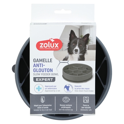 Zolux Gamelle chien slow feed avec ventouses silicone gris