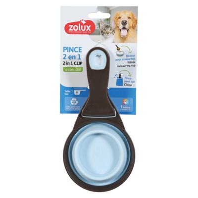 Zolux Pelle doseuse 2 en 1 pelle / pince de fermeture silicone bleu
