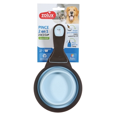 Zolux Pelle doseuse 2 en 1 pelle / pince de fermeture silicone bleu