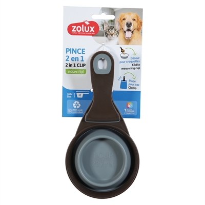 Zolux Pelle doseuse 2 en 1 pelle / pince de fermeture silicone gris