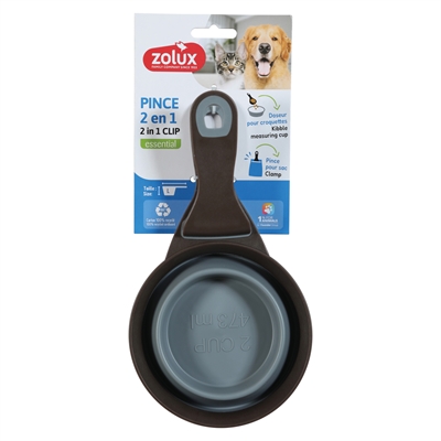 Zolux Pelle doseuse 2 en 1 pelle / pince de fermeture silicone gris