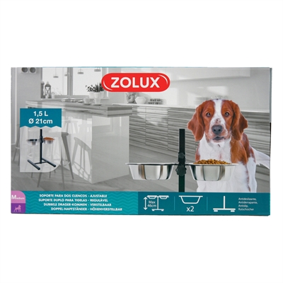 Zolux Support de gamelles gamelle / bol d'eau réglable inox