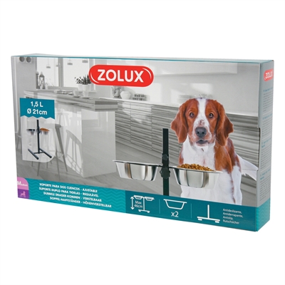 Zolux Support de gamelles gamelle / bol d'eau réglable inox