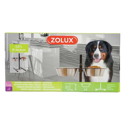 Zolux Support de gamelles gamelle / bol d'eau réglable inox