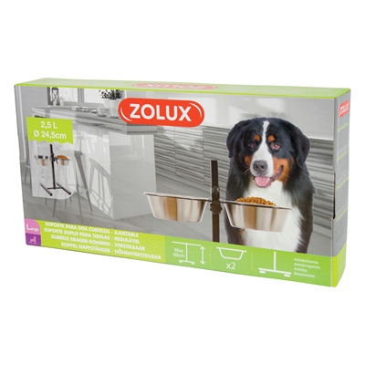 Zolux Support de gamelles gamelle / bol d'eau réglable inox