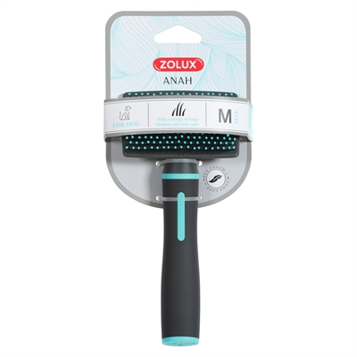 Zolux Anah brosse carde à picots boutonnés souple noir / bleu