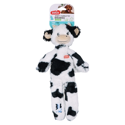 Zolux Furry Farm vache Isache peluche avec corde blanc / noir