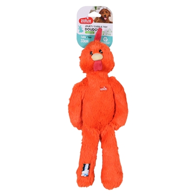 Zolux Furry Farm coq Brock peluche avec corde orange