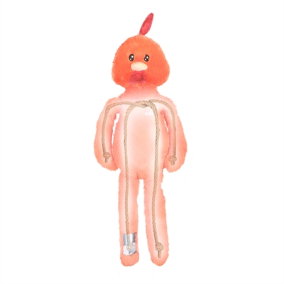 Zolux Furry Farm coq Brock peluche avec corde orange