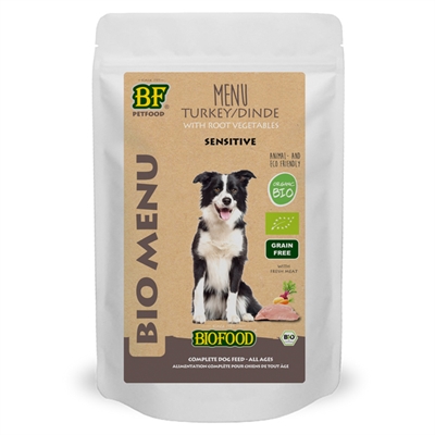 BF Petfood Organic Adult sachet dinde aliment humide pour chien 15x150 g