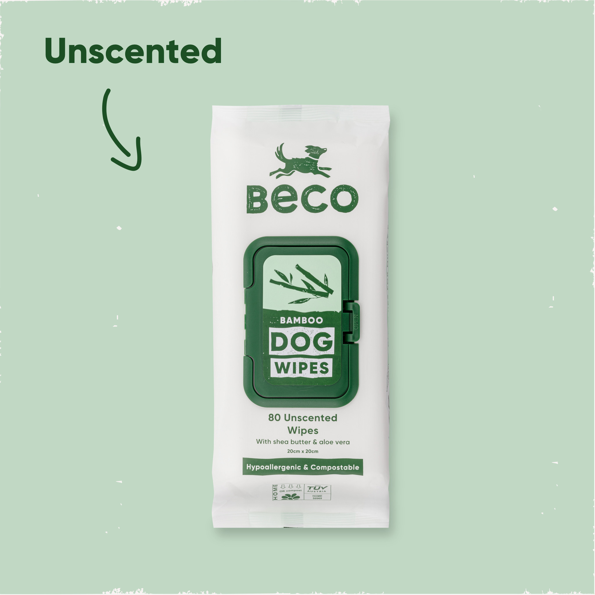 Beco Honden Doekjes Bamboo 80 Stuks – Geurloos, Shea & Aloë Vera