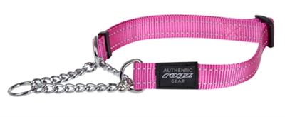 ROGZ FOR DOGS Halfslip halsband Fanbelt - Verstelbare controle, Reflecterend nylon, Hoogwaardige kwaliteit - Roze - 37-56 cm (L) / 21-40 kg