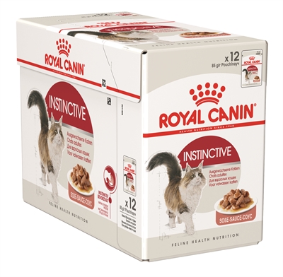 ROYAL CANIN Natvoer Instinctive 12 - Ondersteunt urinegezondheid & zeer smakelijk & laag energiegehalte - In saus - 12x85g