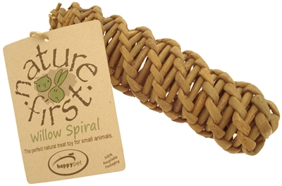HAPPY PET Knaagspeeltje Spiraal Wilg 100% natuurlijk gevlochten wilgentakken - Tandenafslijting & tegen verveling - Naturel - 19 cm