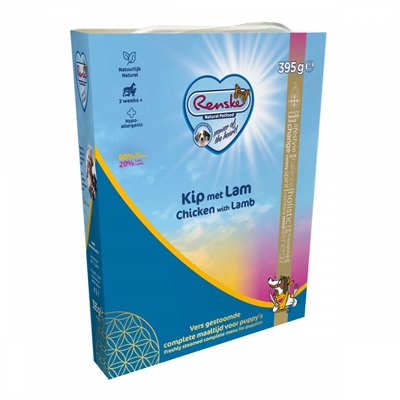 RENSKE Vers Pup Vers vlees puppy voeding Kip & Lam 60% kip, zalmolie & glucosamine - 150 g