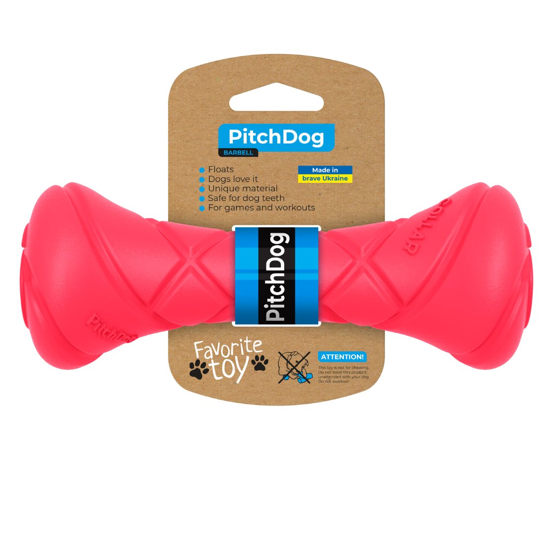 PitchDog Barbell apporteerspeelgoed polymeer drijvend 19x7 cm blauw