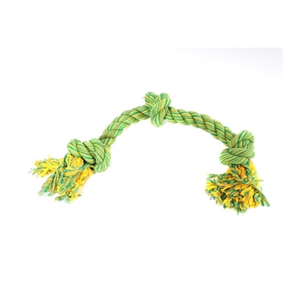 HAPPY PET Hondenspeelgoed FLOSSIN FUN 3 KNOOP Apport & trekspel, tandenreinigend, duurzaam katoen - Assorti - 35 cm