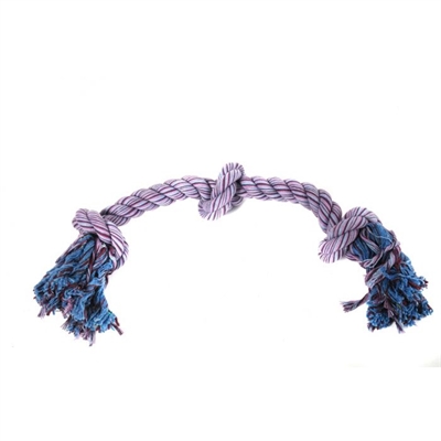 HAPPY PET Hondenspeelgoed FLOSSIN FUN 3 KNOOP Apport & trekspel, tandenreinigend, duurzaam katoen - Assorti - 35 cm