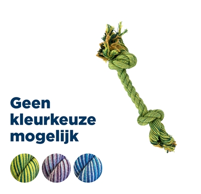 HAPPY PET Speeltouw Flossin Fun 2-knoop Gebitsverzorgend duurzaam katoen - Assorti - 28 cm