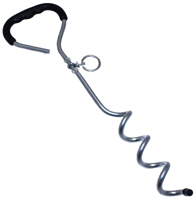 PETGEAR Tie Out Stake Aanlegspiraal Stevige zinkgecoat spiraal voor extra bewegingsvrijheid en diepe grip - Zink - 48 cm