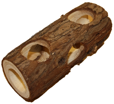 HAPPY PET Speeltunnel NATURE FIRST ADVENTURE TUNNEL 100% natuurlijk hout, zijopeningen en knaagveilig - Natuurlijk - S (17 cm)