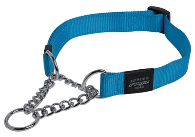 ROGZ FOR DOGS Halfslip halsband Lumberjack Nylon 25 mm reflecterend - Turquoise - XL (45-70 cm, 39-64 kg)