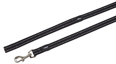 ROGZ FOR DOGS Looplijn Snake Long - Reflecterende strepen, 16 mm x 1,8 m - Zwart - L (12-22 kg)