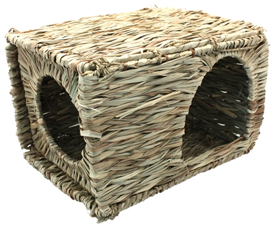 NATURE FIRST Verstopplek Grassy Hideaway Happy Pet 100% natuurlijk gras, veilig knaagbaar - Naturel - L 36x26x24 cm