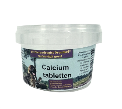DIERENDROGIST Calciumtabletten Met vitamine D3, versterkt botten, voor drachtige/opgroeiende/oudere dieren - N.v.t. - 100 st