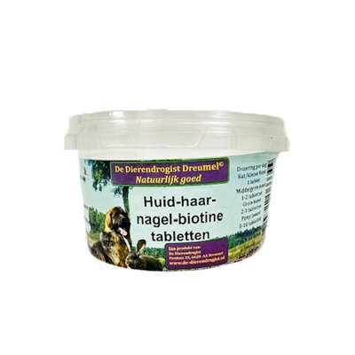 DIERENDROGIST Huid-Haar-Nagel Biotine Tabletten 150µg - Met Zink & Silicium - 100st